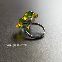 ガラスのリング　バブルデザイン　イエロー&グリーン（シルバー）　 7枚目の画像