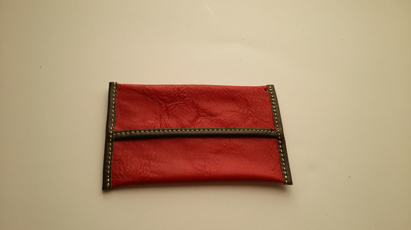 革製  ティッシュケース(赤) 2枚目の画像