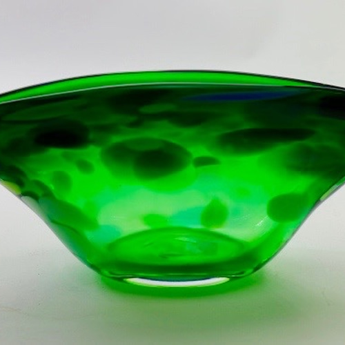 流線長口 濃い緑 薄い緑 吹きガラス花器 一輪挿し・花瓶・花器
