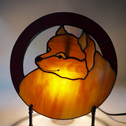 ステンドグラス　ワンプレート　ポメラニアン　スタンド,照明付き　愛犬を飾る 2枚目の画像