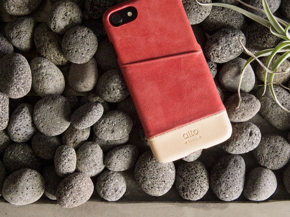 alto iPhone 7  4.7吋 真皮手機殼背蓋，Metro - 珊瑚紅/本色 保護套 Leather Case 第7張的照片