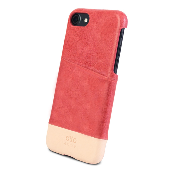 alto iPhone 7  4.7吋 真皮手機殼背蓋，Metro - 珊瑚紅/本色 保護套 Leather Case 第8張的照片