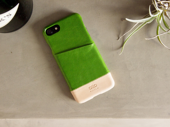 alto iPhone 7  4.7吋 真皮手機殼背蓋，Metro - 萊姆綠/本色 保護套 Leather Case 第7張的照片