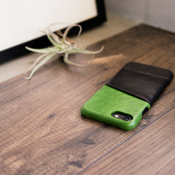 alto iPhone 7  4.7吋 真皮手機殼背蓋，Metro - 萊姆綠/黑色 保護套 Leather Case 第4張的照片