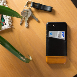 alto iPhone 7  4.7吋 真皮手機殼背蓋，Metro - 黑色/焦糖棕 保護套 Leather Case 第1張的照片
