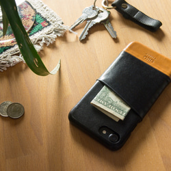 alto iPhone 7  4.7吋 真皮手機殼背蓋，Metro - 黑色/焦糖棕 保護套 Leather Case 第2張的照片