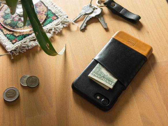 alto iPhone 7  4.7吋 真皮手機殼背蓋，Metro - 黑色/焦糖棕 保護套 Leather Case 第2張的照片