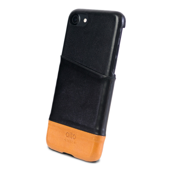 alto iPhone 7  4.7吋 真皮手機殼背蓋，Metro - 黑色/焦糖棕 保護套 Leather Case 第8張的照片