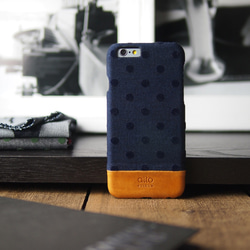 alto iPhone 6/6S 4.7吋 真皮手機殼背蓋 Denim - 藍色圓點 皮革 保護套 第1張的照片