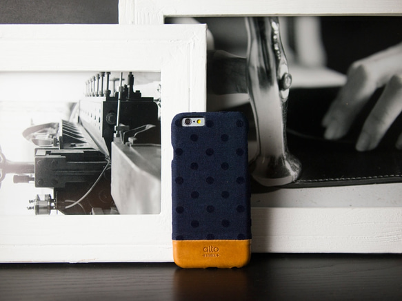 alto iPhone 6/6S 4.7吋 真皮手機殼背蓋 Denim - 藍色圓點 皮革 保護套 第2張的照片