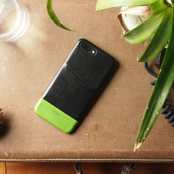 alto iPhone 7 Plus 5.5吋 真皮手機殼背蓋 Metro - 黑/綠色 皮革 保護套 第4張的照片