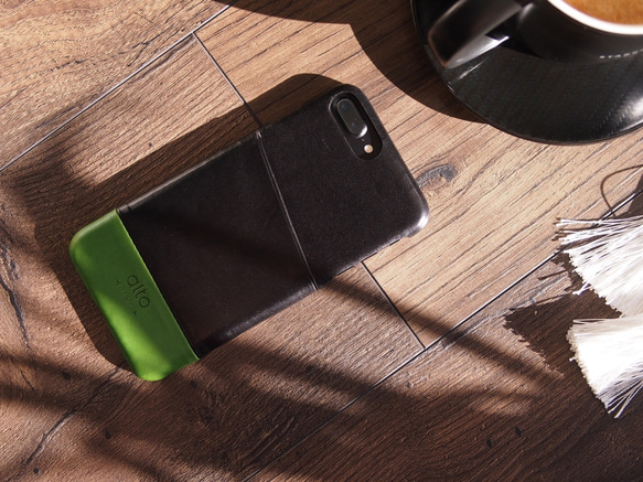 alto iPhone 7 Plus 5.5吋 真皮手機殼背蓋 Metro - 黑/綠色 皮革 保護套 第6張的照片