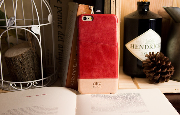 alto iPhone 6 Plus/6S Plus 真皮手機殼背蓋 Metro - 西瓜紅/本色 皮革 保護套 第2張的照片