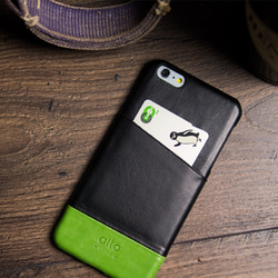 alto iPhone 6 Plus/6S Plus 真皮手機殼背蓋 Metro - 黑/綠色 皮革 保護套 第5張的照片