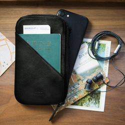 Travel Phone Wallet 革製携帯ケース – カラス黒 1枚目の画像