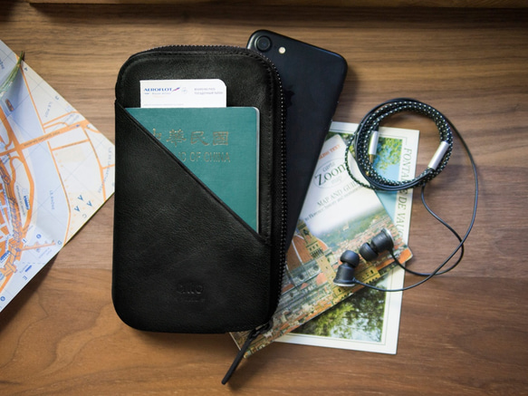 Travel Phone Wallet 革製携帯ケース – カラス黒 1枚目の画像