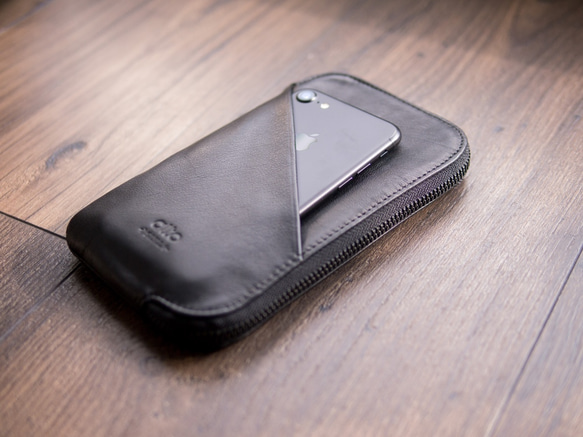 Travel Phone Wallet 革製携帯ケース – カラス黒 3枚目の画像