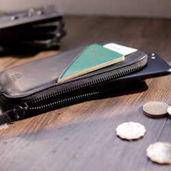 Travel Phone Wallet 革製携帯ケース – カラス黒 4枚目の画像