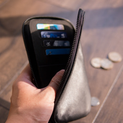 Travel Phone Wallet 革製携帯ケース – カラス黒 5枚目の画像