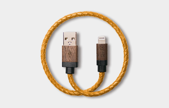 alto 本革で編ん Lightning to USB Cable – キャラメル / ヒッコリー 5枚目の画像