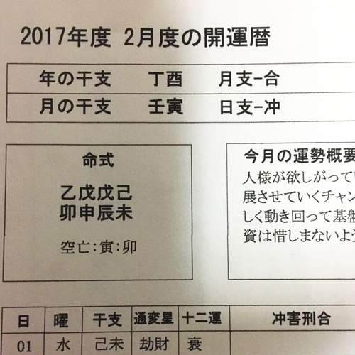 占い】四柱推命・27宿曜占術による毎月毎日の開運カレンダー