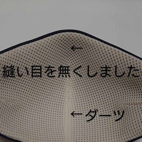 大きめ☆抗ウイルス加工素材のシフォン入り洗える立体マスク【ネイビー】 4枚目の画像