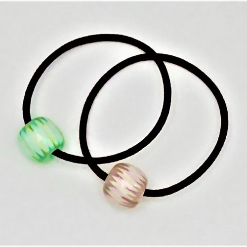 とんぼ玉ヘアゴム 2ヶｾｯﾄ BHG-003 ＞ ガラス ヘアアクセサリー