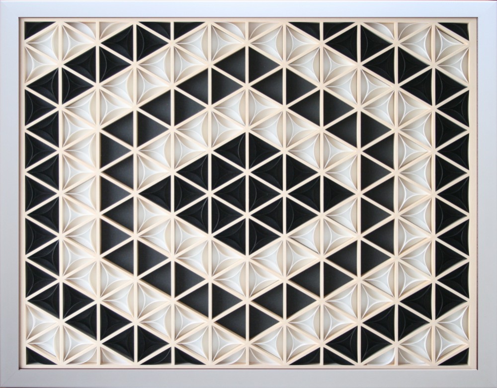 組子アートパネル 【七宝柄 モノトーン ３号】 和風インテリアパネル