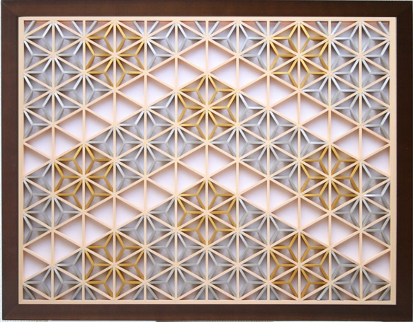 組子アートパネル 【金銀麻の葉 ちらし 2色1号】 和風