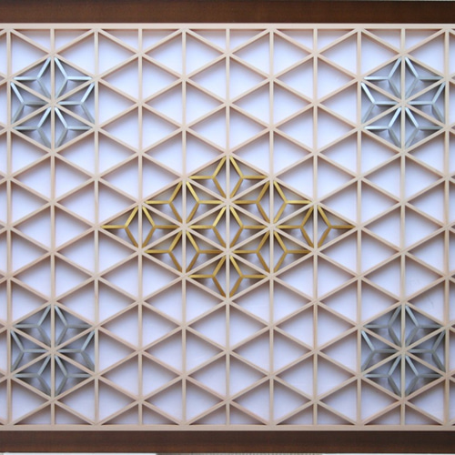 組子アートパネル 【金銀麻の葉 ちらし 2色3号】 和風インテリア