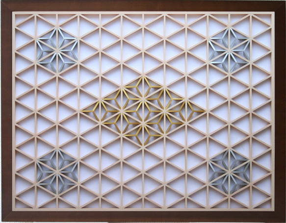 組子アートパネル 【金銀麻の葉 ちらし 2色3号】 和風インテリア