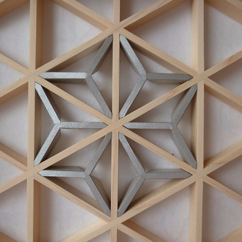 組子アートパネル 【金銀麻の葉 ちらし 2色3号】 和風インテリア