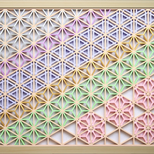 組子アートパネル 【冬から春へ Part2】 和風インテリアパネル 組子アートパネル 【冬から春へ Part2】 和風インテリアパネル