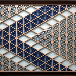 組子欄間調インテリア壁飾り 【大型横型1号 麻の葉ちらし】 組子細工