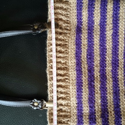 實用麻繩配色手工編織包--肩背後背兩用 第8張的照片