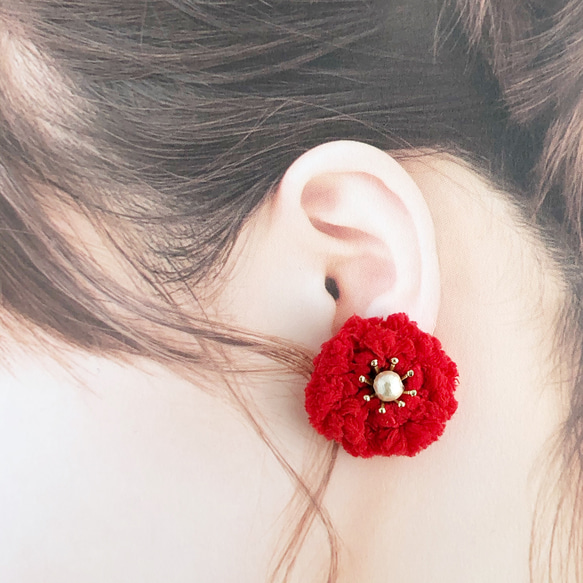 Mokomoko Pierce /耳環（紅色） 第3張的照片
