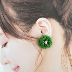 Mokomoko耳環/耳環（綠色） 第2張的照片