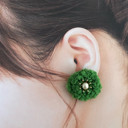 Mokomoko耳環/耳環（綠色） 第3張的照片