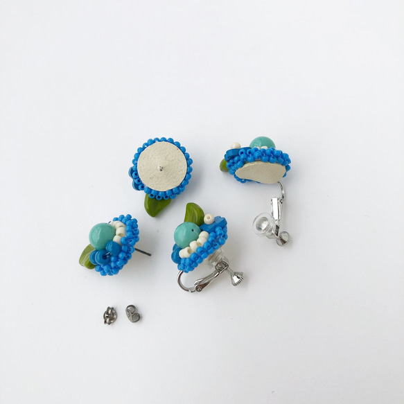 各種珠子耳環/耳環（藍色） 第3張的照片