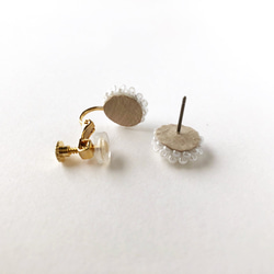 Tubu-Tubu &amp; 棉珍珠耳環/耳環（白色） 第6張的照片