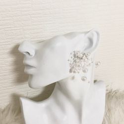 j36.mosha pearl earrings(white) 3枚目の画像