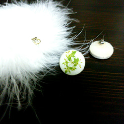鮮花和毛皮耳環“Bupureriumu”鈦 第3張的照片