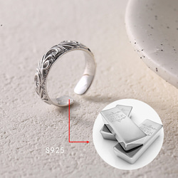 925銀 指輪 リング スクロール サイズ調節 自由に調整 フリーサイズ 指輪 レディース メンズファッション 2枚目の画像