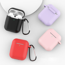 airpods ケース シリコン AirPods1/2 ケース カラビナ付き 収納 保護 防塵 耐衝撃 4枚目の画像