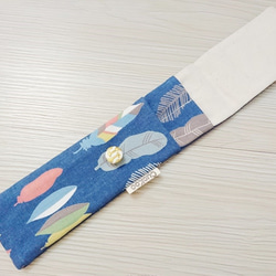 環保餐具收納袋 組合筷專用 羽毛 藍色 第3張的照片
