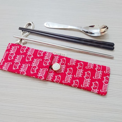 環保餐具收納袋 筷子袋 組合筷專用 喜氣貓 第1張的照片