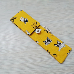 環保餐具收納袋 筷子袋 組合筷專用 狗狗 黃色款 第4張的照片