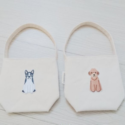 環境保護袋飲料コーヒーバッグ刺繍犬の犬のモデル 4枚目の画像