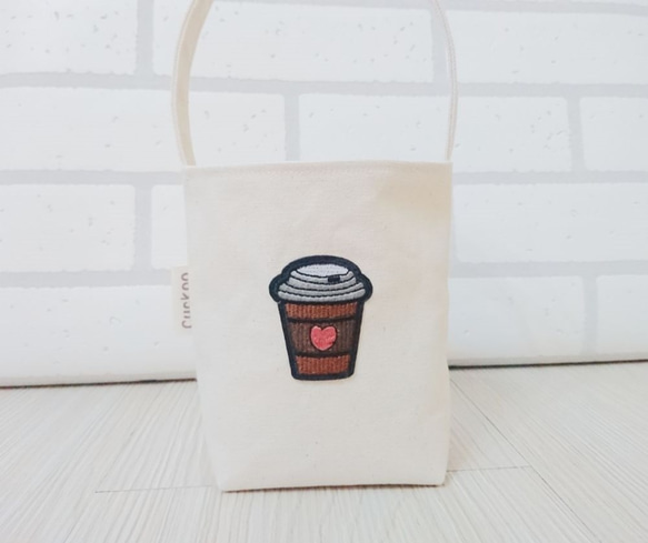 環境保護袋の飲み物のコーヒーバッグの刺繍コーヒーの愛 4枚目の画像