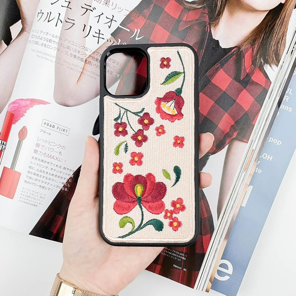 【瑪捷玫瑰花園】英式玫瑰粉/刺繡手機殼/客製化 iPhone14 第1張的照片